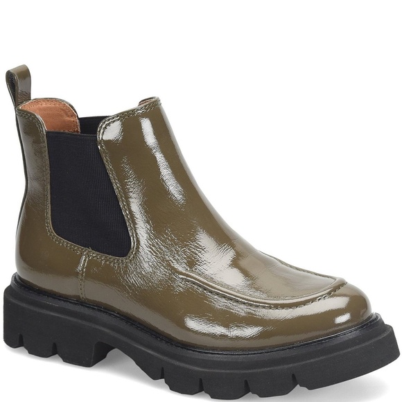 Söfft Samira Waterproof Patent Leather Chelsea Boots Taupe | Size 6 or 7.5 | NWT - Picture 1 of 10